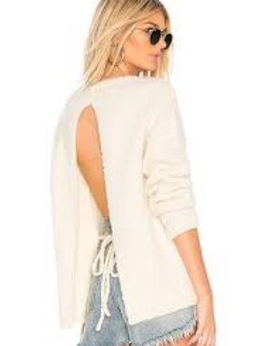 One Teaspoon Cream Open-Back Tie Sweater